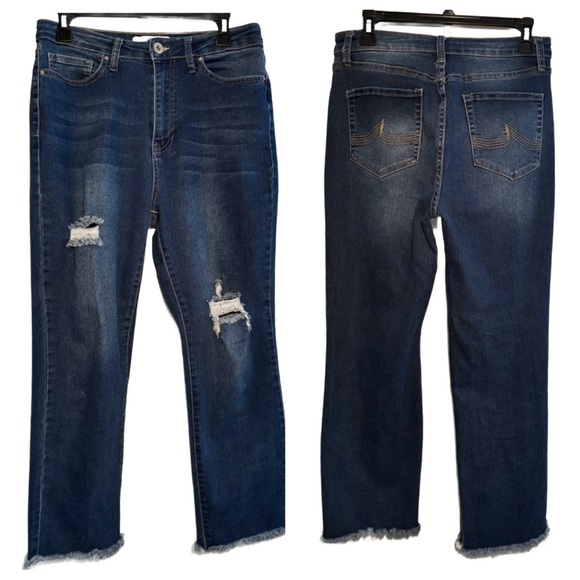 California Vintage Denim - California Vintage | Women Straight Leg Frayed Hem Distressed Jean Pant  11/30